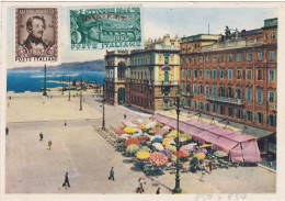 ITALIA - TRIESTE ZONA  A (AMG FTT) TRIESTE  - PIAZZA UNITA  -  1949 - Marcophilie