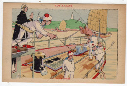 Carte Illustrateur Gervèse Pochoir Série Nos Marins N°52 Marine Française La Sonde édi Raffaelli Toulon - Gervese, H.