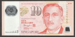 Singapore 10 Dollars Single Hollow Square 2022 Almost Solid 7KA 444445 - Singapore