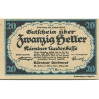 Billet, Autriche, Landesrat, 20 Heller, Texte, 1920, SPL, Mehl:FS 1073II - Autriche