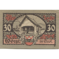 Billet, Autriche, Worgl, 30 Heller, Grange, 1920, 1920-12-31, SPL, Mehl:FS 1252a - Autriche