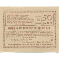 Billet, Autriche, St Agatha, 50 Heller, Lac 1920-12-31, SPL Mehl:FS 877IId2 - Autriche