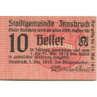 Billet, Autriche, Innsbruck, 10 Heller, Texte 1919-05-31, SPL, Mehl:FS 409a - Autriche