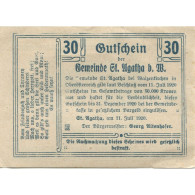 Billet, Autriche, St Agatha, 30 Heller, Chalet 1920-12-31, SPL Mehl:FS 877IId2 - Autriche