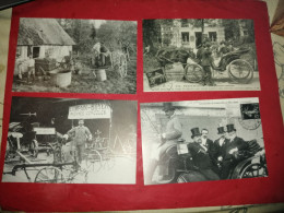 4 Carte Postale Charrette Normandie Femmes Cochers Machine Agricoles Cavalcade De Courville - Attelages