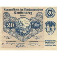 Billet, Autriche, Senftenberg, 20 Heller, Château 1920-12-31, SPL Mehl:FS 993a - Autriche