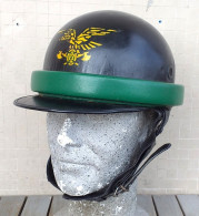 Casco Ubott In Cuoio E Sughero Da Motociclista Della P.S. Del 1964 Tg. 57 - Casques & Coiffures