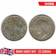 C2428# Reino Unido 1947. 1/2 Corona (MBC) UC#866 - K. 1/2 Crown