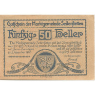 Billet, Autriche, Seitenstetten, 50 Heller, Blason, 1920, SPL, Mehl:FS 990 - Autriche