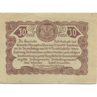 Billet, Autriche, Rohrbach, 30 Heller, Eglise, 1920, SPL, Mehl:FS 841b - Autriche