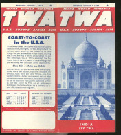 TWA Brochure Lignes Avion 1953 Inde Taj Mahal TWA USA Airline Air Routes Airplane India Cover - Europa