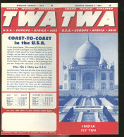 TWA Brochure Lignes Avion 1953 Inde Taj Mahal TWA USA Airline Air Routes Airplane India Cover - Europe