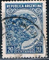 SELLO USADO ARGENTINA 1936 YVES 376 AZUL VER - Oblitérés