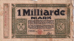 BILLETE DE ALEMANIA DE 1 MILLIARDE DE MARK DEL AÑO 1923 (BANKNOTE) - Sin Clasificación