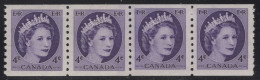 Canada 1954 MNH Sc 347iv 4c QEII Wilding Portrait Jump Strip Damaged E On 3rd - Ongebruikt