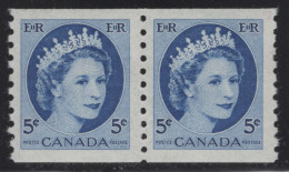 Canada 1954 MNH Sc 348 5c QEII Wilding Portrait Coil Pair - Ongebruikt