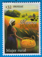 Uruguay 2023 ** Stamp Notable Women: Rural Woman, Peasant. Cows, Field, Fruits. - Agriculture