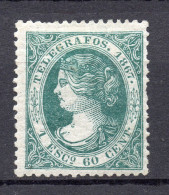 ESPAÑA 1867 - TELEGRAFOS Nº 19 ( 1 ESC. 60 CTS) NUEVO CON SEÑAL. CAT. 275€ - Wohlfahrtsmarken