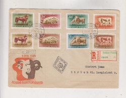 HUNGARY, 1951 BUDAPEST Fauna Registered  FDC Cover To Switzerland - Storia Postale