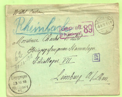 Brief (met Inhoud) CASTEAU 3/10/18 Naar "Kriegsgefangenen LIMBURG S/Lhan -Rheinbach , Stempel GEPRUFT  (B2764) - Kriegsgefangenschaft