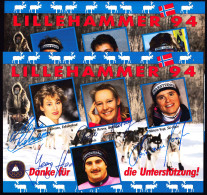 Olympic Games Lillehammer 1994 / Photo, Signatures / Deutsche Sporthilfe Plastic Card / Alpine Skiing, Biathlon, Bob - Invierno 1994: Lillehammer