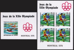 Guinea, Guinee, 1976, Olympic Summer Games Montreal, Swimming, Soccer, Football, Imperforated, MNH, Michel Block 44-45B - Guinée (1958-...)