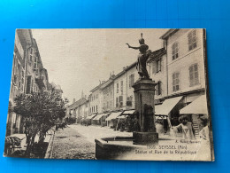 Cpa 01 Seyssel -Statue Et Rue De La République - 1918 - Seyssel