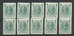 RUSSLAND RUSSIA 1913 Michel 88 MNH Katharina II  - 10 Exemplares NB! Some With Darkened Places On Gum Side! - Nuevos