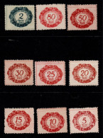 Liechtenstein  1920 Postage Due, 9 Value Mint Hinged - Autres & Non Classés