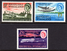RHODESIA & NYASALAND - 1962 AIRMAIL SERVICE ANNIVERSARY SET (3V) FINE LIGHTLY MOUNTED MINT LMM * SG 40-42 - Rhodesien & Nyasaland (1954-1963)