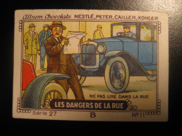 Car Auto Take Care Road Traffic Safety Peter Cailler Kohler Nestle Chocolate Poster Stamp Vignette SWITZERLAND - Accidents & Road Safety