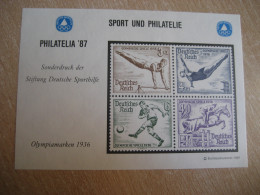 BERLIN 1936 Olympic Games Gymnastics Plongeon Football Horse Olympics 1987 Druck Proof Epreuve Imperforated GERMANY - Zomer 1936: Berlijn