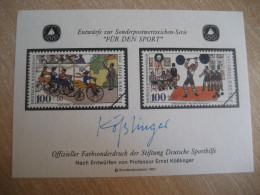 Weightlifting Cycling Halterophilie Olympics 1991 Official Druck Proof Special Color Print Epreuve Imperforated GERMANY - Pesistica