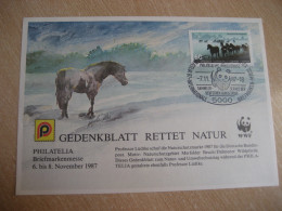 KOLN 1987 Horse Horses Stamp On Document Card Proof WWF Panda Bear GERMANY - Autres & Non Classés