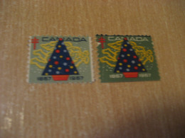 1967 Christmas TB Tuberculosis 2 Poster Stamp Vignette CANADA Tuberculose Label Seal Health Sante - Local, Strike, Seals & Cinderellas