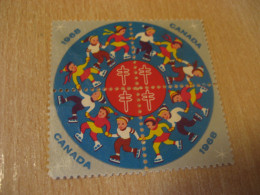 1968 Skate Skating Christmas TB Tuberculosis 4 Poster Stamp Vignette CANADA Tuberculose Label Seal Health Sante - Local, Strike, Seals & Cinderellas