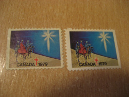 1979 The Magi Christmas TB Tuberculosis 2 Poster Stamp Vignette CANADA Tuberculose Label Seal Health Sante - Werbemarken (Vignetten)