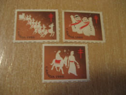 1980 Christmas TB Tuberculosis 3 Poster Stamp Vignette CANADA Tuberculose Label Seal Health Sante - Viñetas Locales Y Privadas
