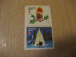 1984 Christmas TB Tuberculosis 2 Poster Stamp Vignette CANADA Tuberculose Label Seal Health Sante - Vignettes Locales Et Privées