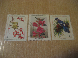 Canadian Wildlife Federation Bird Birds Flower Flora 3 Poster Stamp Vignette CANADA Label Seal - Vignettes Locales Et Privées