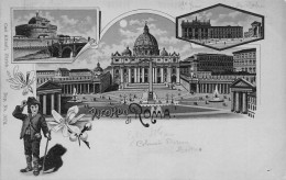 Italie - Ricordo Di ROMA (Rome) Di Notte - Luna - Lith. Karl Künzli, Zürich - Précurseur - Tarjetas Panorámicas