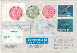 Reco Nelson NZ > Wuppertal - Kiwi - Delphin Kinder-Wohl - ATM - Storia Postale