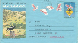 Aerogramm 1985 Magpie Mudgee NSW Hornsby Northgate - Kakadu Känguru - Aerogramas