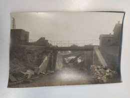 CARTE PHOTO 80 AMIENS LONGUEAU PONT SNCF DETRUIT PRES GARE GUERRE 14-18 PHOTO HACQART - Longueau