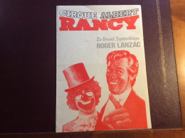 Programme CIRQUE DES MERVEILLES  ALBERT RANCY / ROGER LANZAC 1983 - Programmes