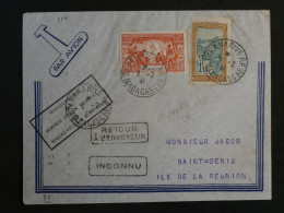 BQ5 MADAGASCAR   BELLE  LETTRE   1941 TANANARIVE 1ER VOL  A ST DENIS LA REUNION   ++AFF. PLAISANT - Poste Aérienne