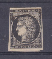 France - Yvert 3 Oblitéré - 1 Voisin - Cadre Touché - Valeur 65 Euros - 1849-1850 Ceres