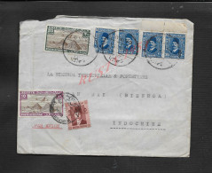 EGYPTE CAIRE LETTRE SUR DIVERS TIMBRES PAR AVION POUR BIENHOA INSDUSTRIELLE & FORESTIERE À INDOCHINE CACHET BIÈN HOÀ : - 1915-1921 Protectorat Britannique