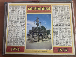 CALENDRIER ALMANACH DES POSTES  1954 / CALVAIRE PLOUGASTEL - Groot Formaat: 1941-60