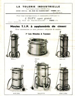 PARIS.MOULES A AGGLOMERES DE CIMENT.LA TOLERIE INDUSTRIELLE 65 RUE DU CHEMIN-VERT. - Non Classés